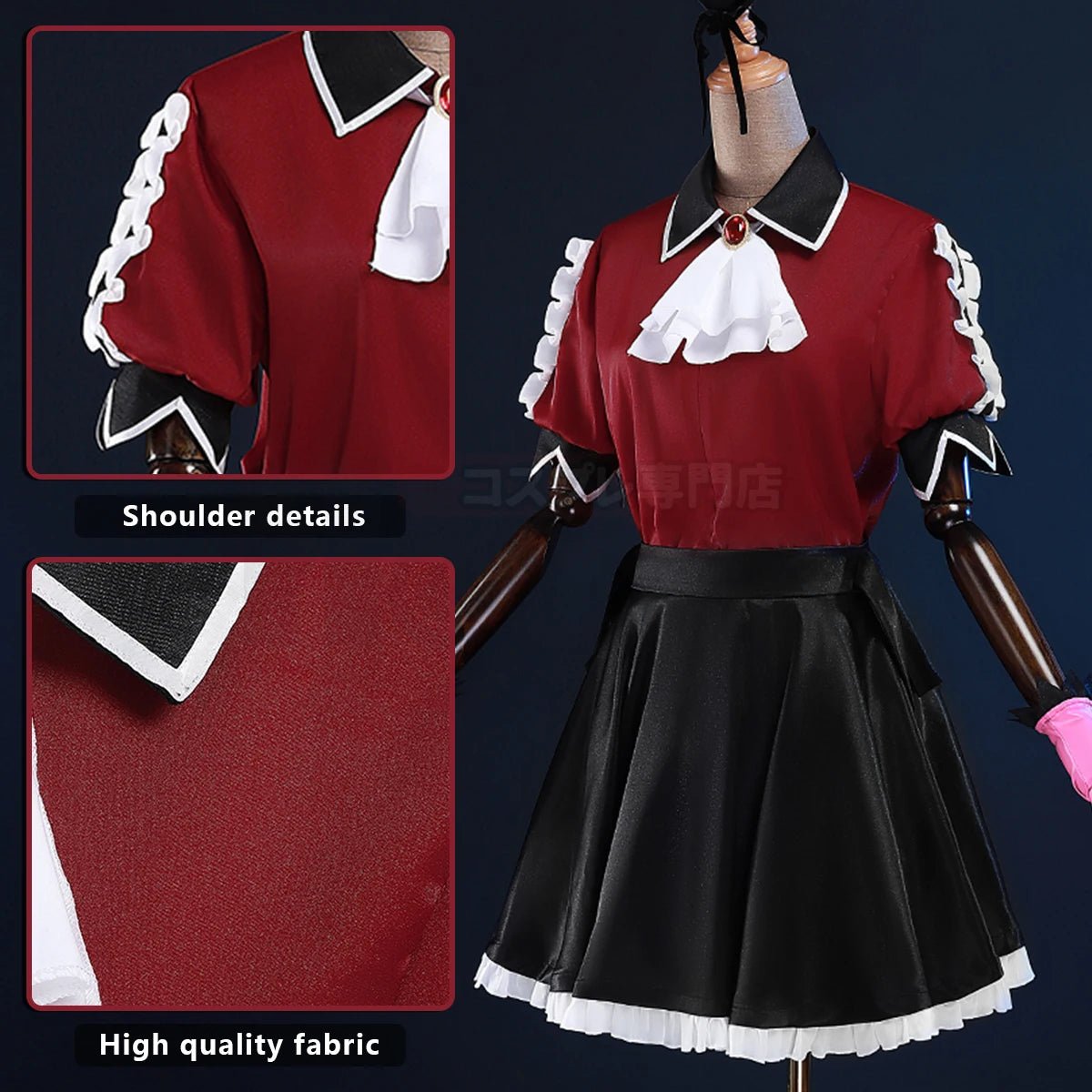 Costume Cosplay Anime Oshi no Ko Arima Kana - Perruque, Chemise, Jupe avec Détail Rose en Fibre Synthétique pour Halloween Noël