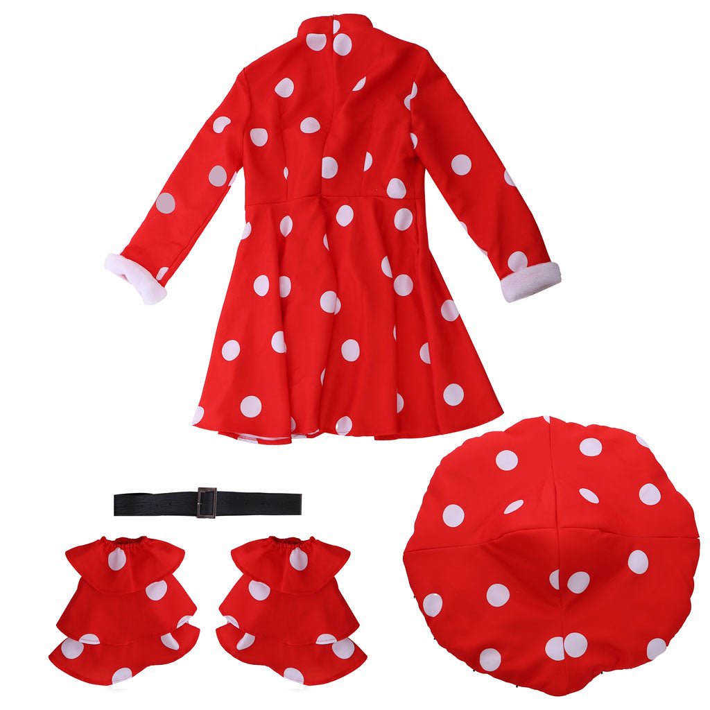 Costume cosplay uniforme anime Halloween Carnaval Komori Kinoko robe à pois rouges