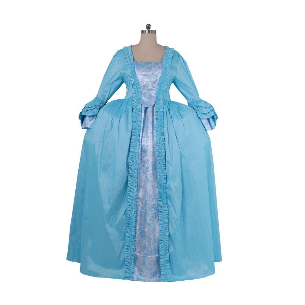 Robe Rococo Bleu Azur du 18e Siècle - Broderie et Dentelle de L'AniMirage