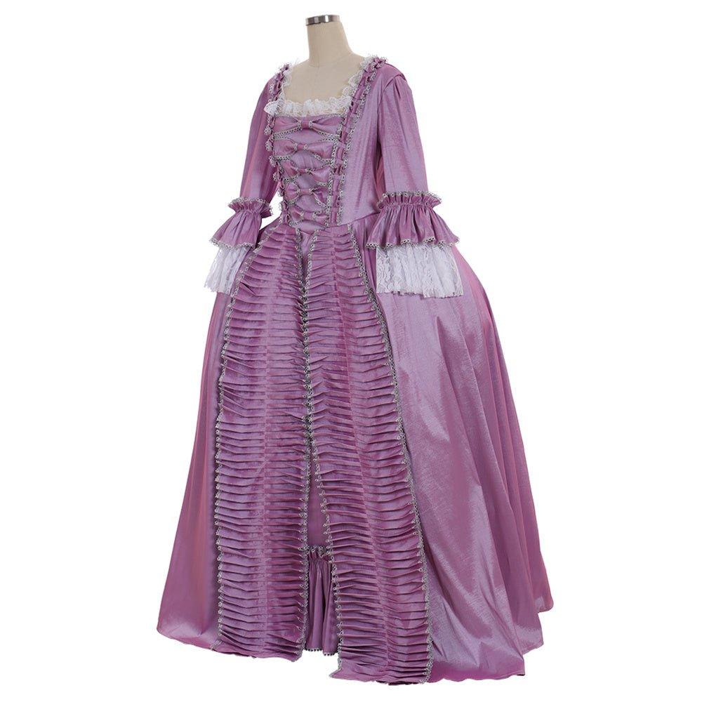 Robe Rococo Violette du 18ème Siècle - Dentelle et Plis Élégants de L'AniMirage