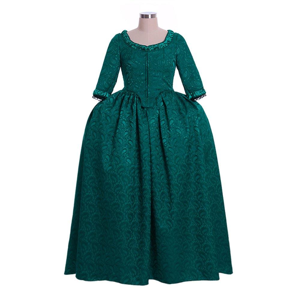 Robe en brocart vert inspirée de Marie-Antoinette du 18ème siècle par L'AniMirage