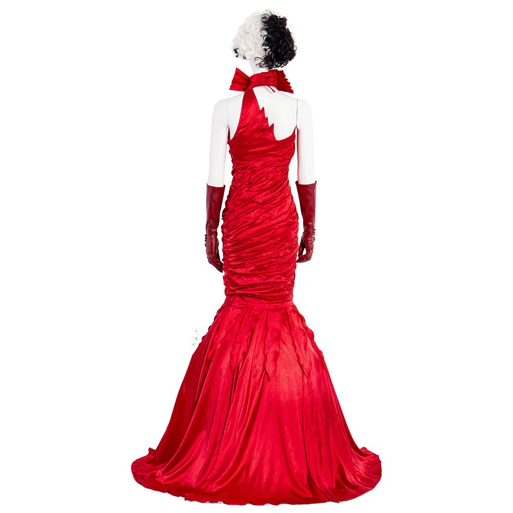 Costume Cosplay Cruella Femme, Robe Rouge pour Fête d'Halloween, Personnalisé