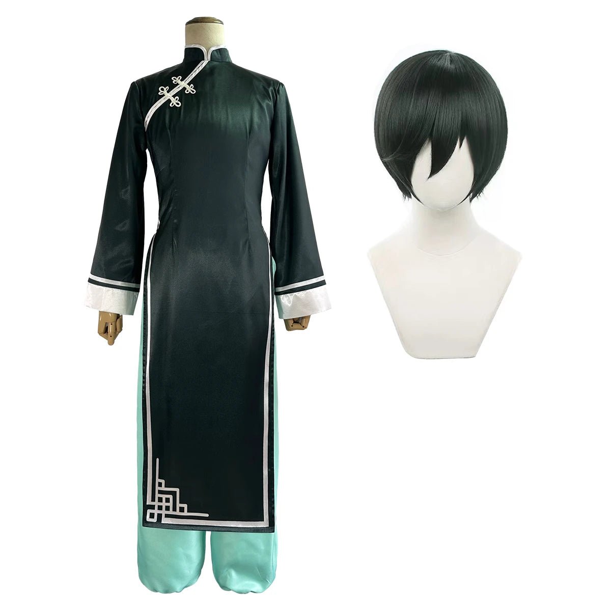 Costume Cosplay Rin Itoshi Blue Lock Chine Kung Fu Tang Suit Perruque Rose Net Fibres Synthétiques Ajustable Halloween