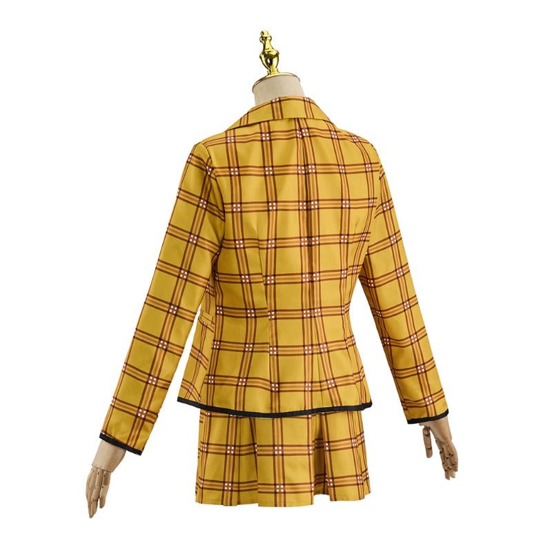 Costume Cher de Clueless pour Femmes - Ensemble Veste et Jupe à Carreaux Jaunes Style Écolière des Années 90