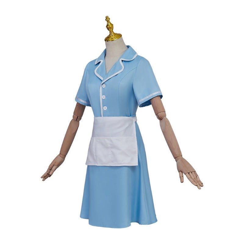 Costume Cosplay Inspiré de Waitress the Musical – Robe de Serveuse Bleue avec Tablier pour Femmes