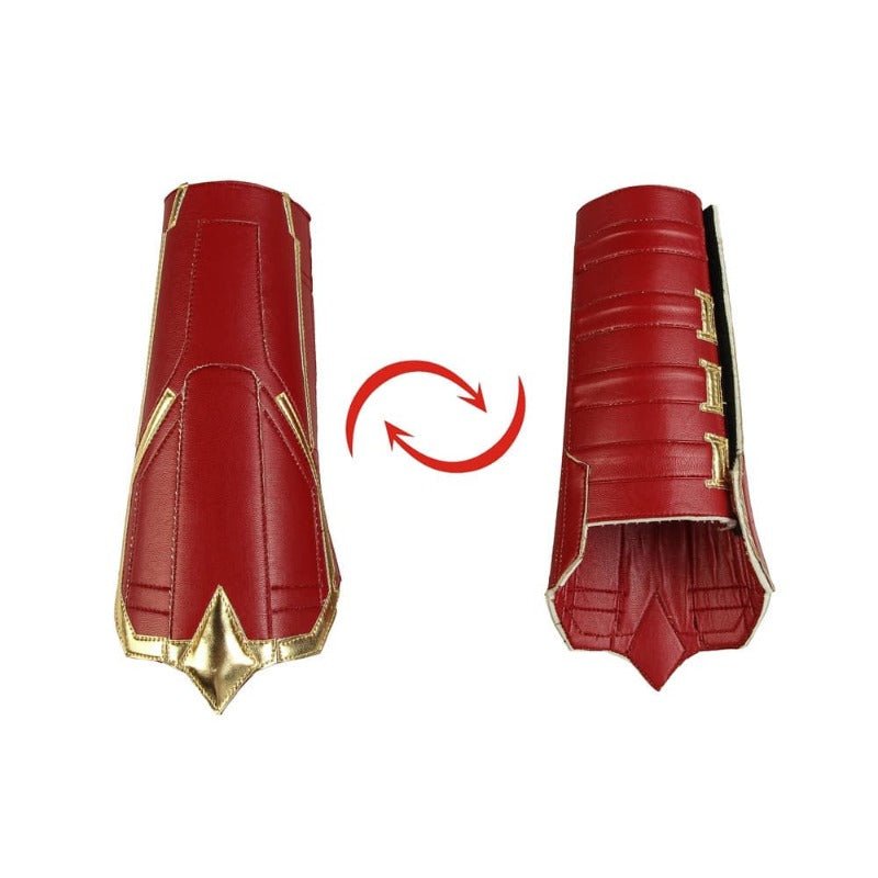 Costume Cosplay Captain Marvel Bleu Métallique Cuir PU – Parfait pour les Fans de Marvel