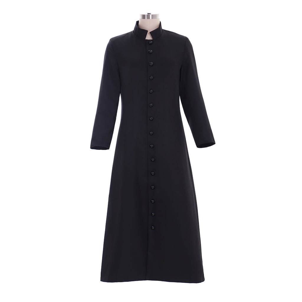 Robe de Clergé Noire pour Hommes - Costume de Prêtre avec Col Montant pour Usage Religieux et Cosplay