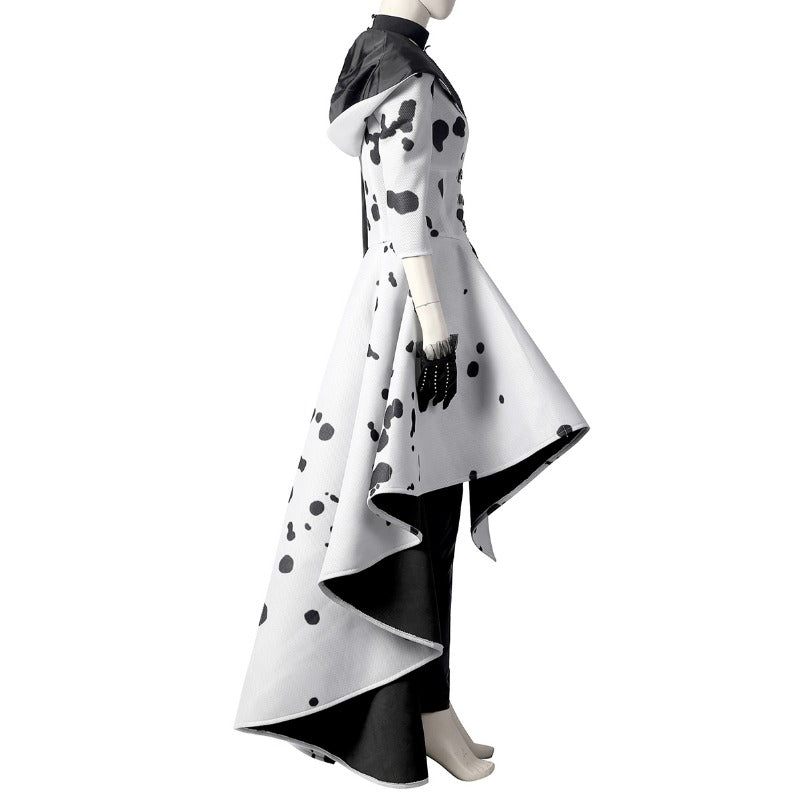 Manteau Cosplay Cruella De Vil - Costume de Vilain Disney Élégant pour Halloween et Fêtes