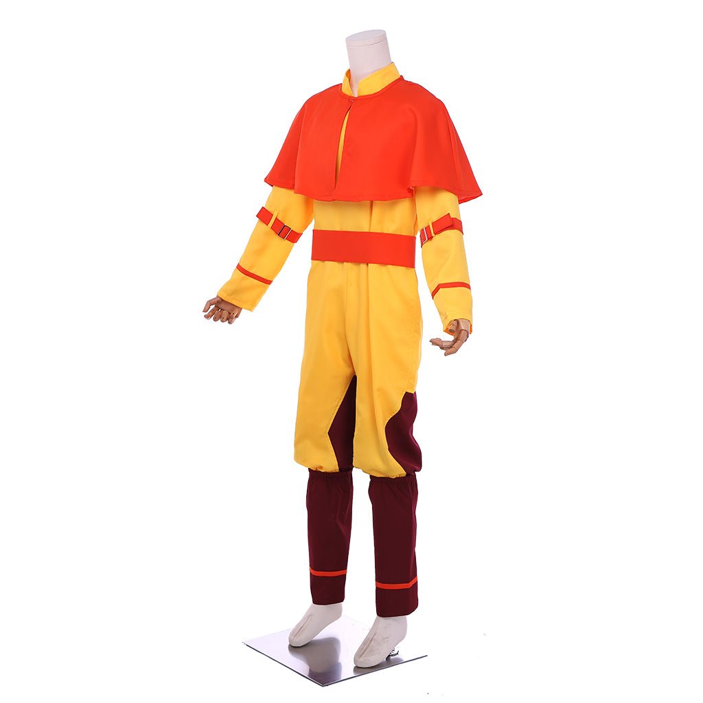 Costume Cosplay Avatar Aang Le Dernier Maître de l'Air - Tunique Jaune avec Cape Rouge