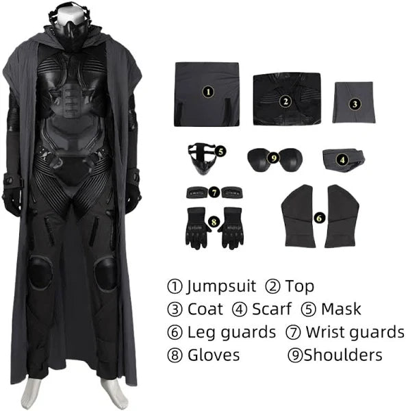 Costume Cosplay Paul Atreides Combinaison Fremen Dune 2 avec Armure et Masque