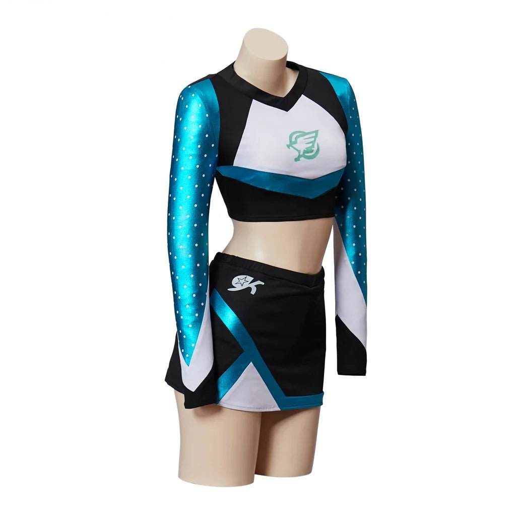 Uniforme de Pom-Pom Girl Euphoria Ensemble Maddy Top Court avec Mini Jupe Costume de Pom-Pom Girl à Manches Longues pour Filles Lycée