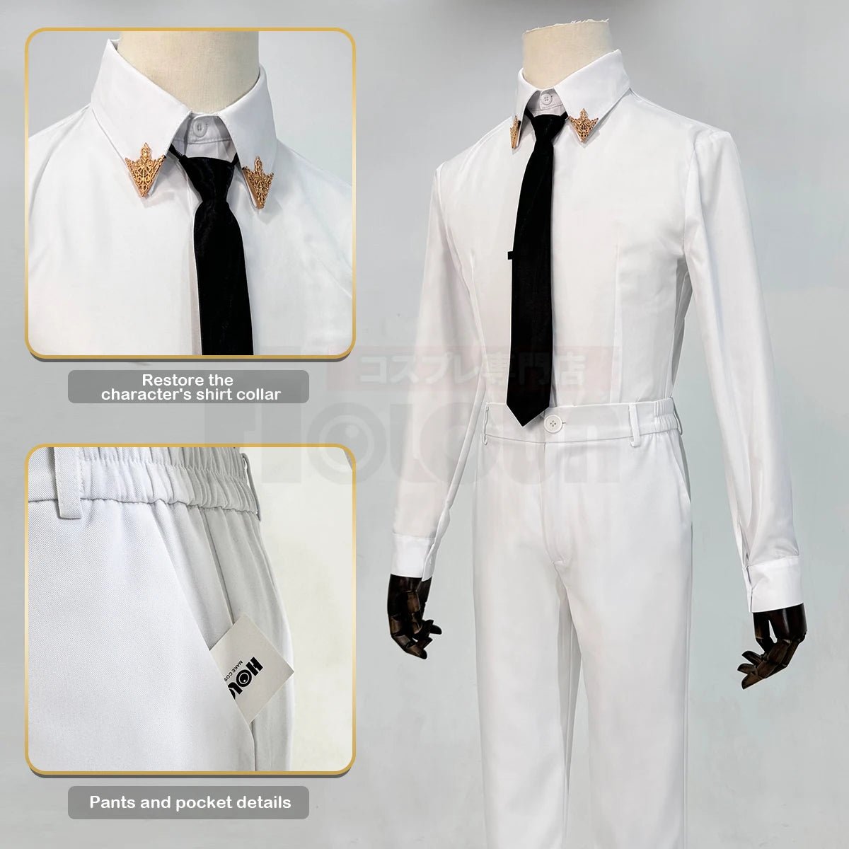 Costume Cosplay Isagi de Blue Lock Anime - Série Angels and Demons - Veste Pantalon Cape Blanche Rose Filet - Pour Halloween