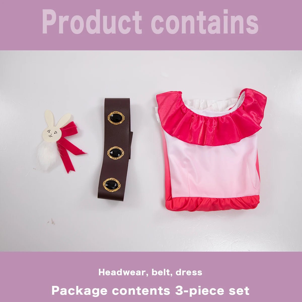 Costume Cosplay Ai Hoshino Oshi no Ko - Perruque Dégradé Rose, Robe, Épingle à Cheveux Lapin