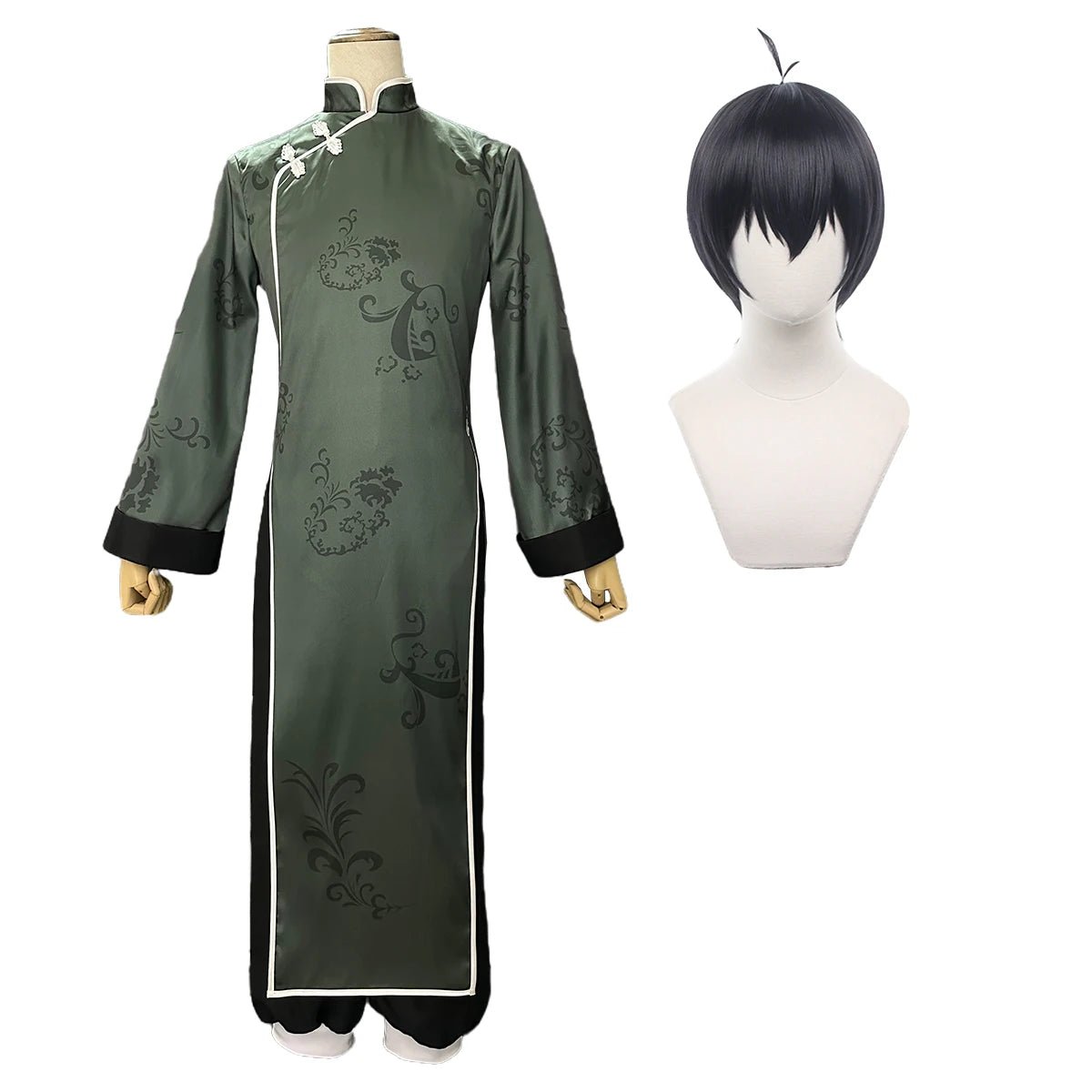 Costume Cosplay Isagi Blue Lock Chine Kung Fu Tang Suit Perruque Rose Fibres Synthétiques Taille Ajustable Cadeau Fête