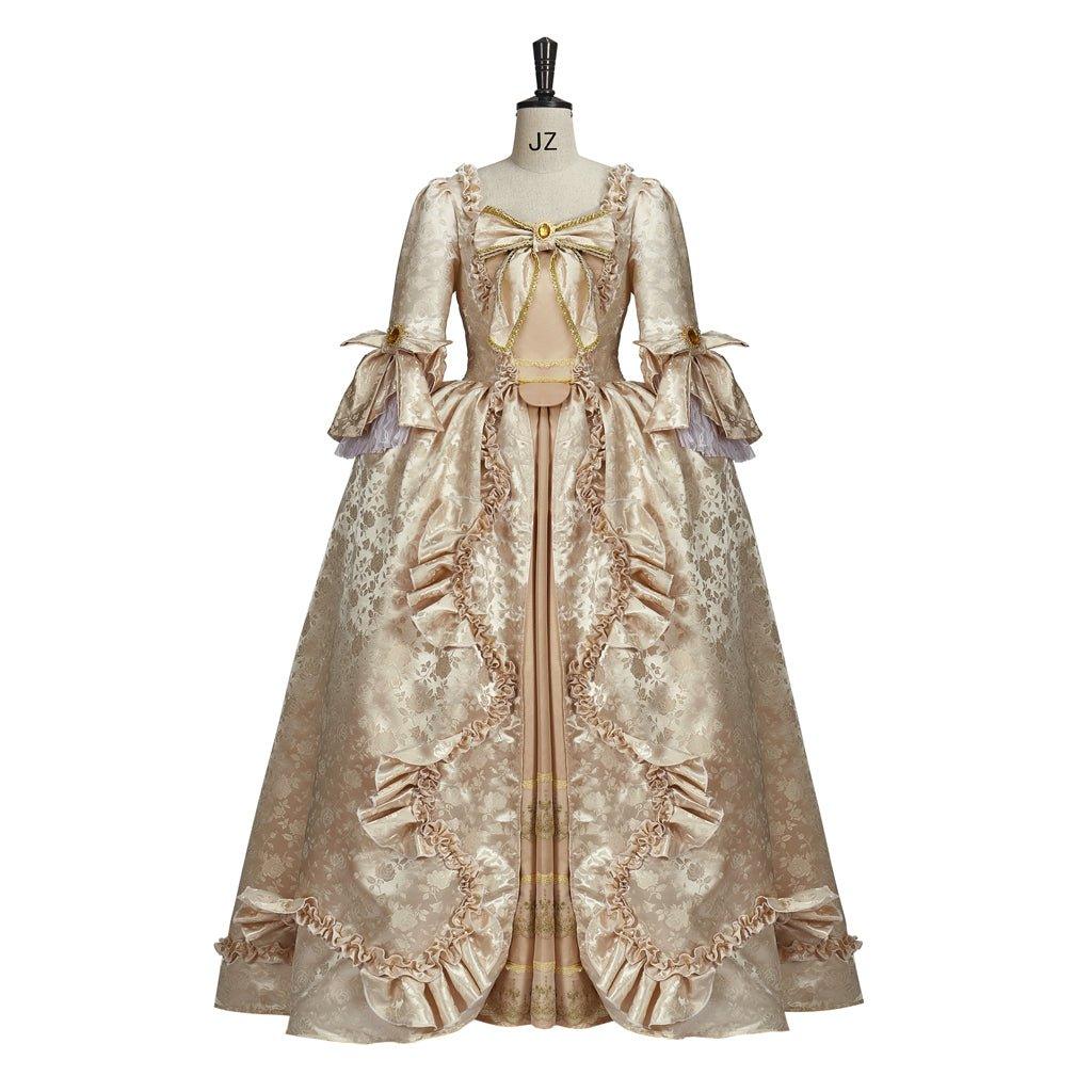 Robe Vintage Rococo Victorienne Renaissance Princesse Période Coloniale - Robe de Bal Femme Manches 3/4 Longueur Maxi pour Cosplay, Halloween, Fête, Spectacle