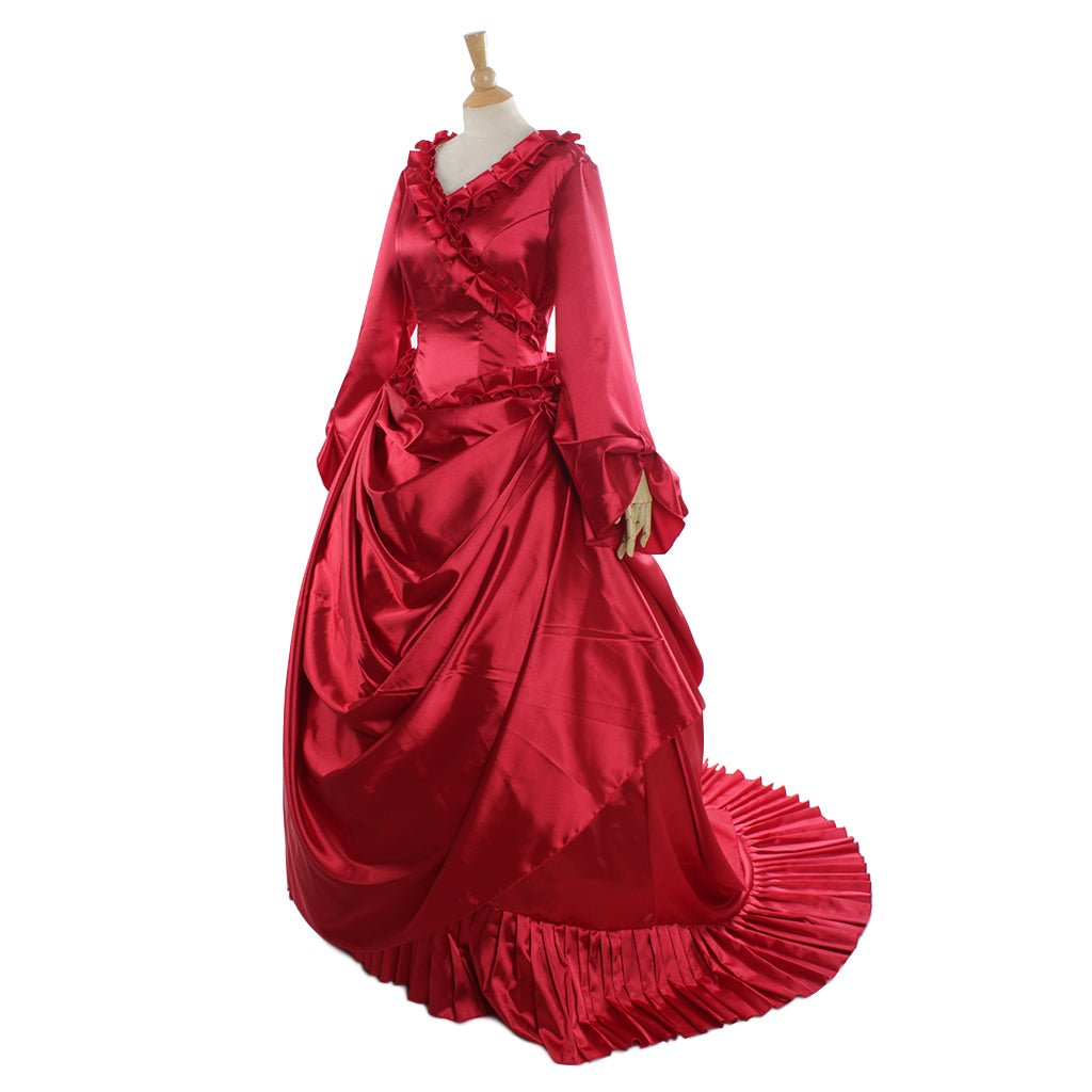 Robe Vampire Dracula Mina Rouge Costume Cosplay Femme Tenue de Soirée Victorienne Mariage Baroque