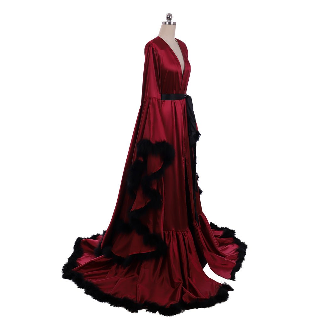 Pyjama Rétro Rouge Boudoir Nuptial pour Femmes - Robe de Soirée Élégante