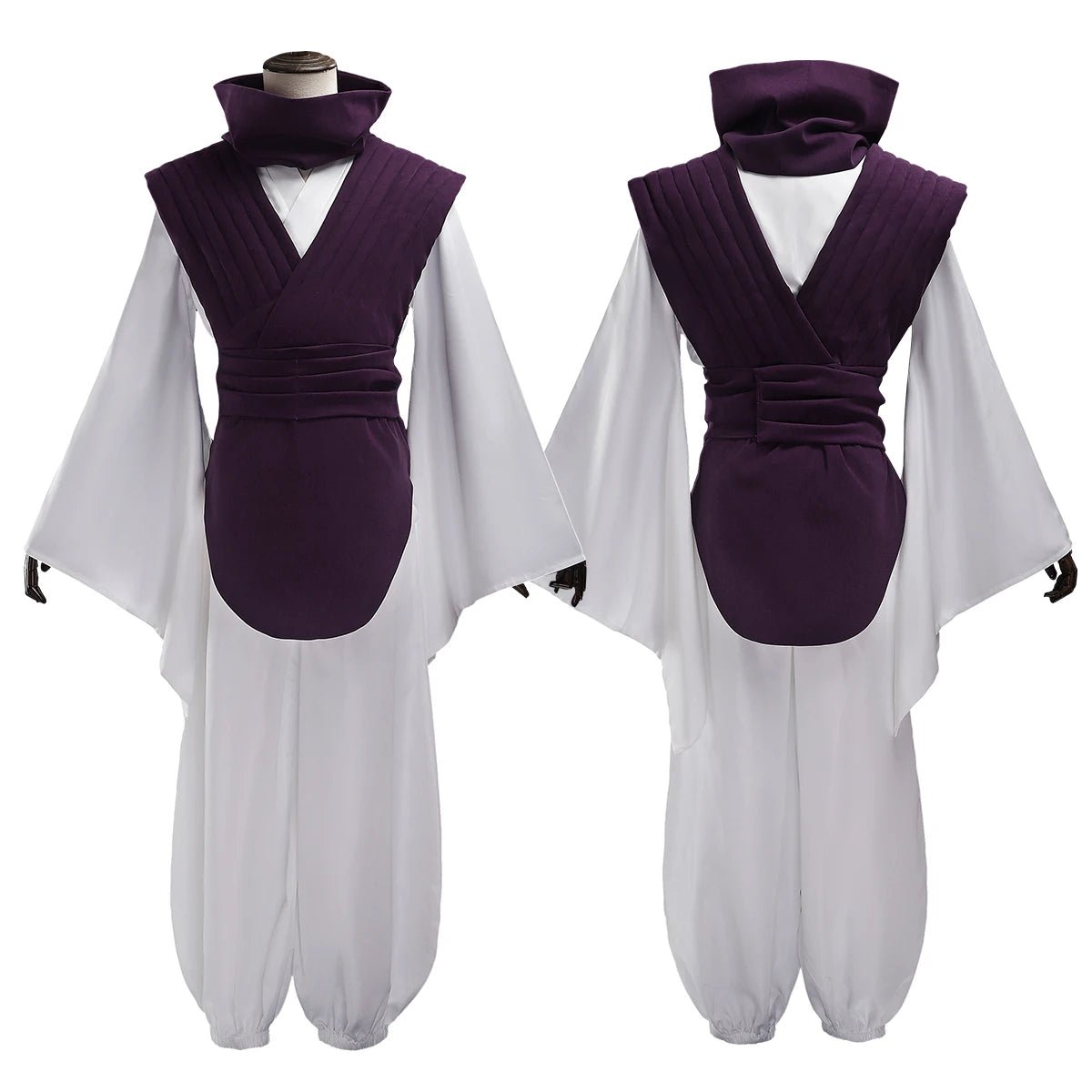 Costume Cosplay Choso de Jujutsu Kaisen - Veste Violette, Cache-cou, Ceinture et Pantalon Élastique Blanc