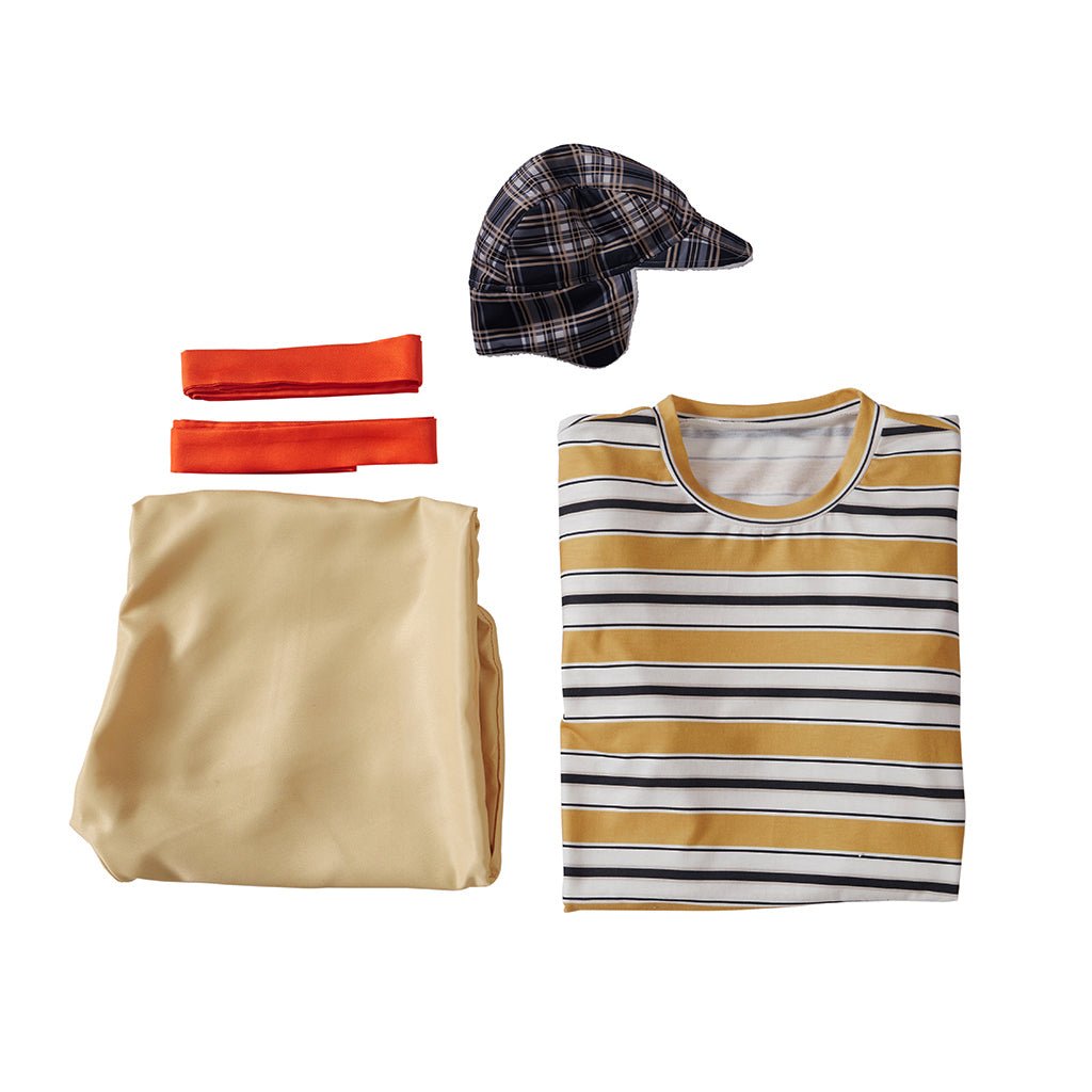 Costume El Chavo Del Ocho pour Hommes - Ensemble Officiel Chemise Rayée, Pantalon et Chapeau