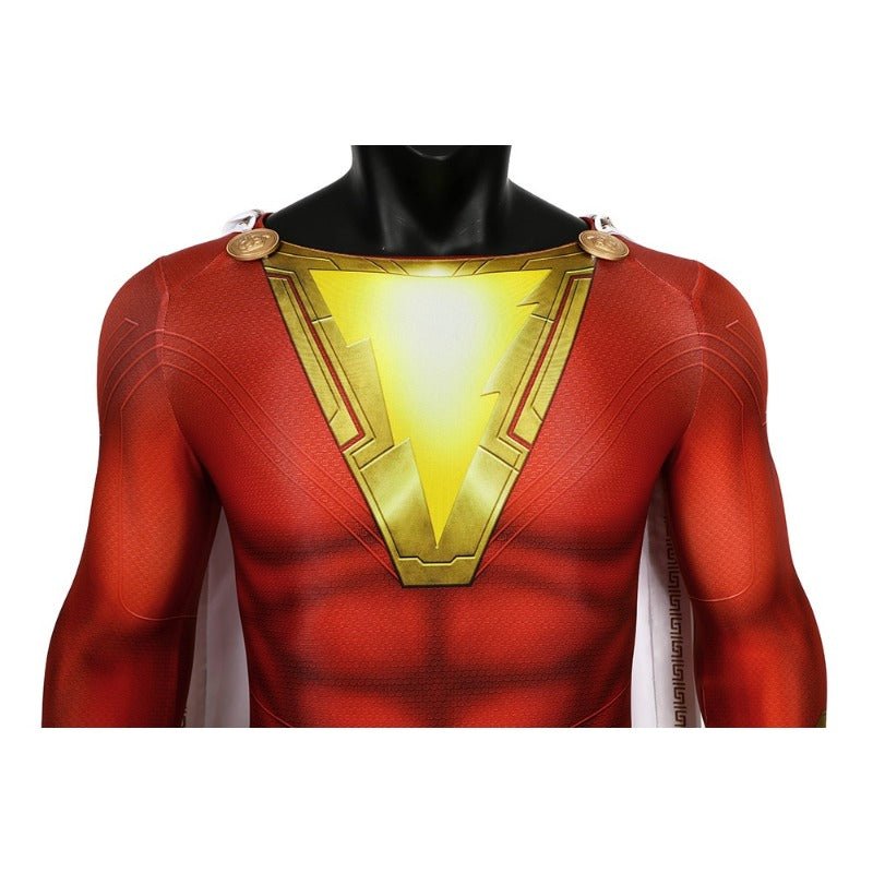 Costume Cosplay Shazam Billy Batson Captain Marvel Combinaison Zentai Serrée