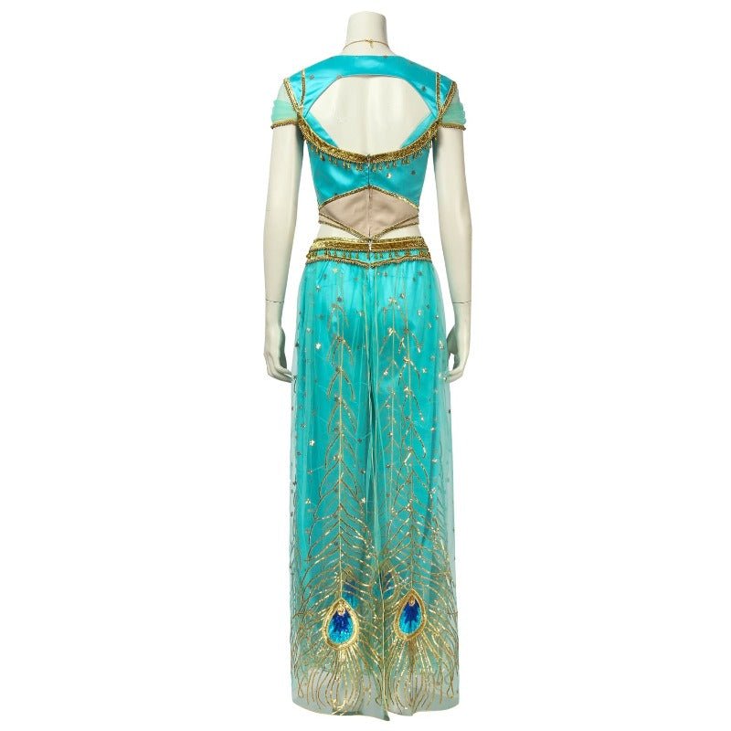 Costume Cosplay Princesse Jasmine - Robe Paon Inspirée d'Aladdin pour Adultes