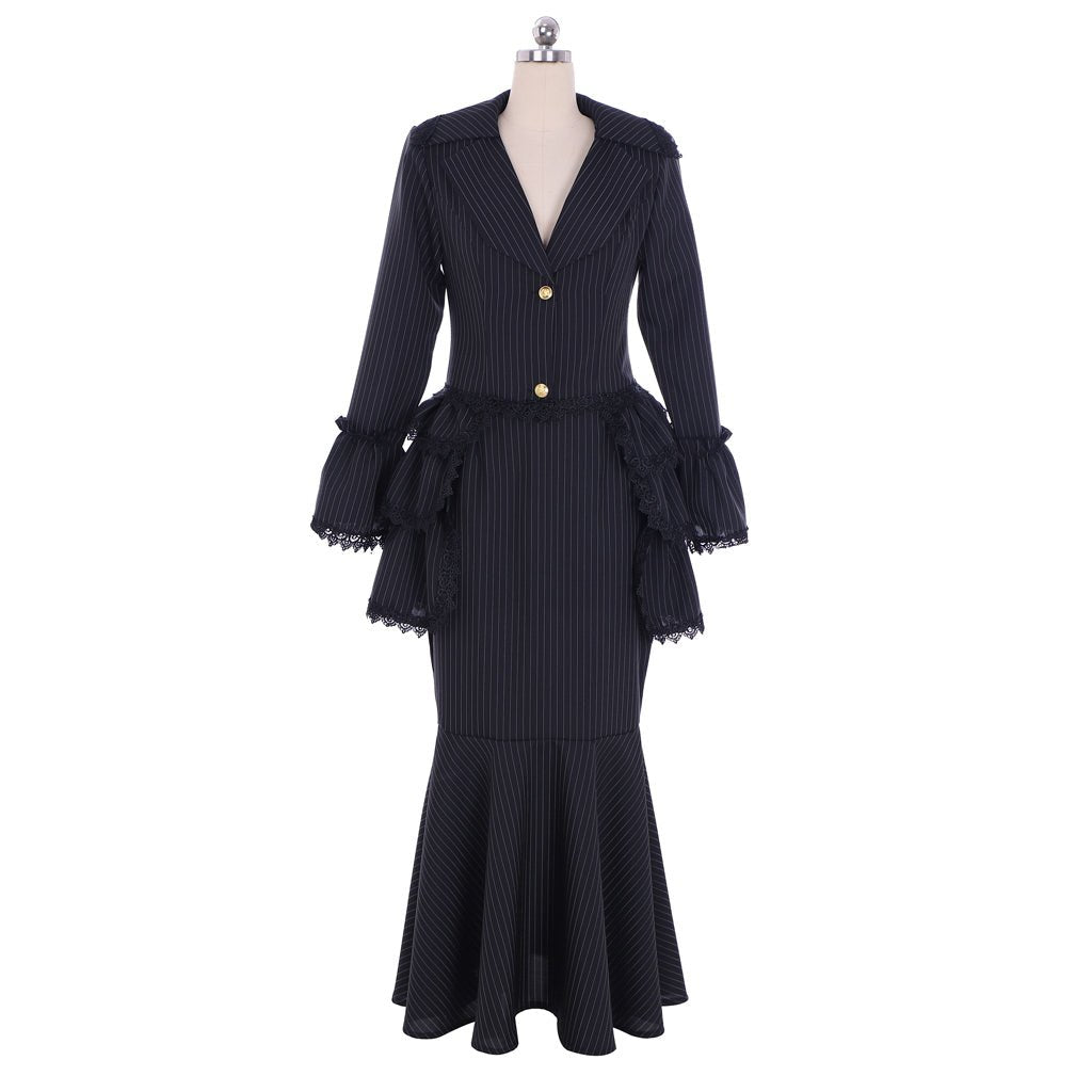 Robe Gothique Victorienne Noire avec Corset et Jupon Bustier | Costume Belle du Sud de la Guerre Civile