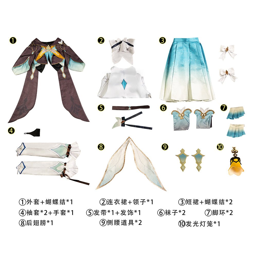 Costume Cosplay Light Bell de Honkai Star Rail avec Perruque et Accessoires | Déguisement Halloween pour Femme