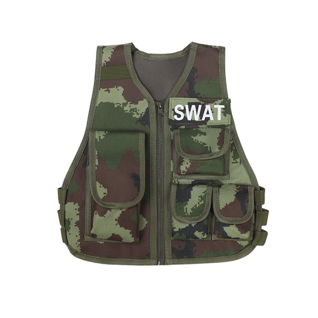 Gilet tactique Airsoft pour enfants, Veste de chasse camouflage, Costume cosplay tactique, Gilet de sniper pour jeux de guerre CS