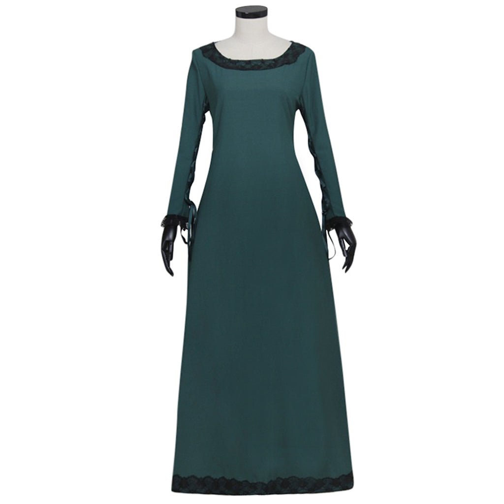 Robe Médiévale Renaissance Irlandaise Costume Paysan Retro Vert Foncé pour Cosplay