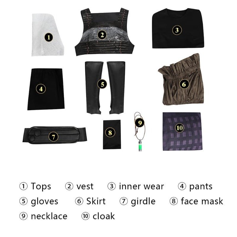 Costume Cosplay Mae Assassin Cape à Capuche Robe Ensemble Complet pour Femmes - Halloween & Carnaval