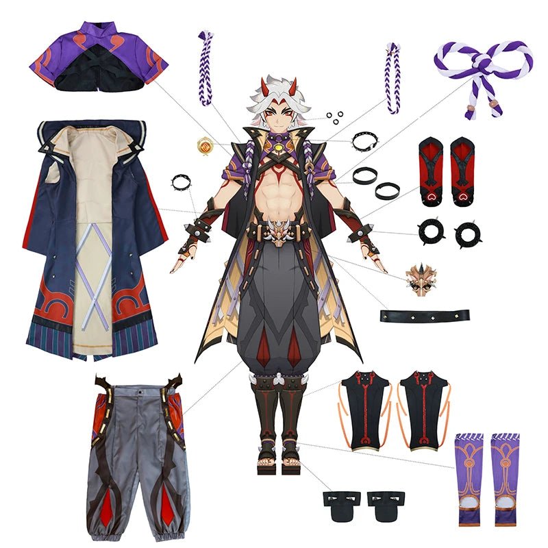 Costume Cosplay Arataki Itto de Genshin Impact pour Homme - Ensemble Complet pour Halloween