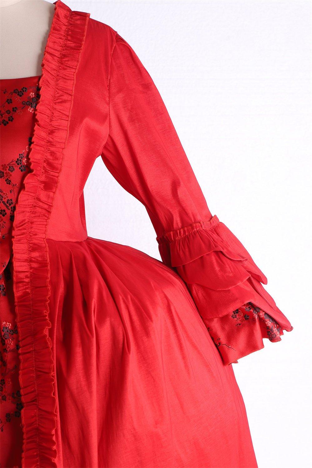 Robe Rococo Rouge du 18ème Siècle avec Dentelle - Style Majestueux Marie Antoinette de L'AniMirage