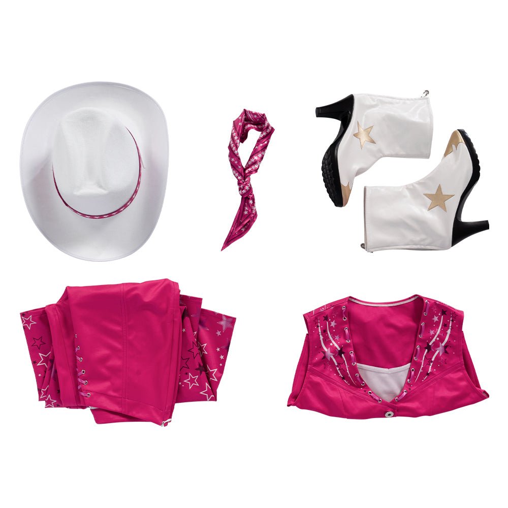 Costume Cosplay Barbie FAPUCO - Tenue Disco Pink Cowgirl des Années 70/80 pour Film, Scène et Fête