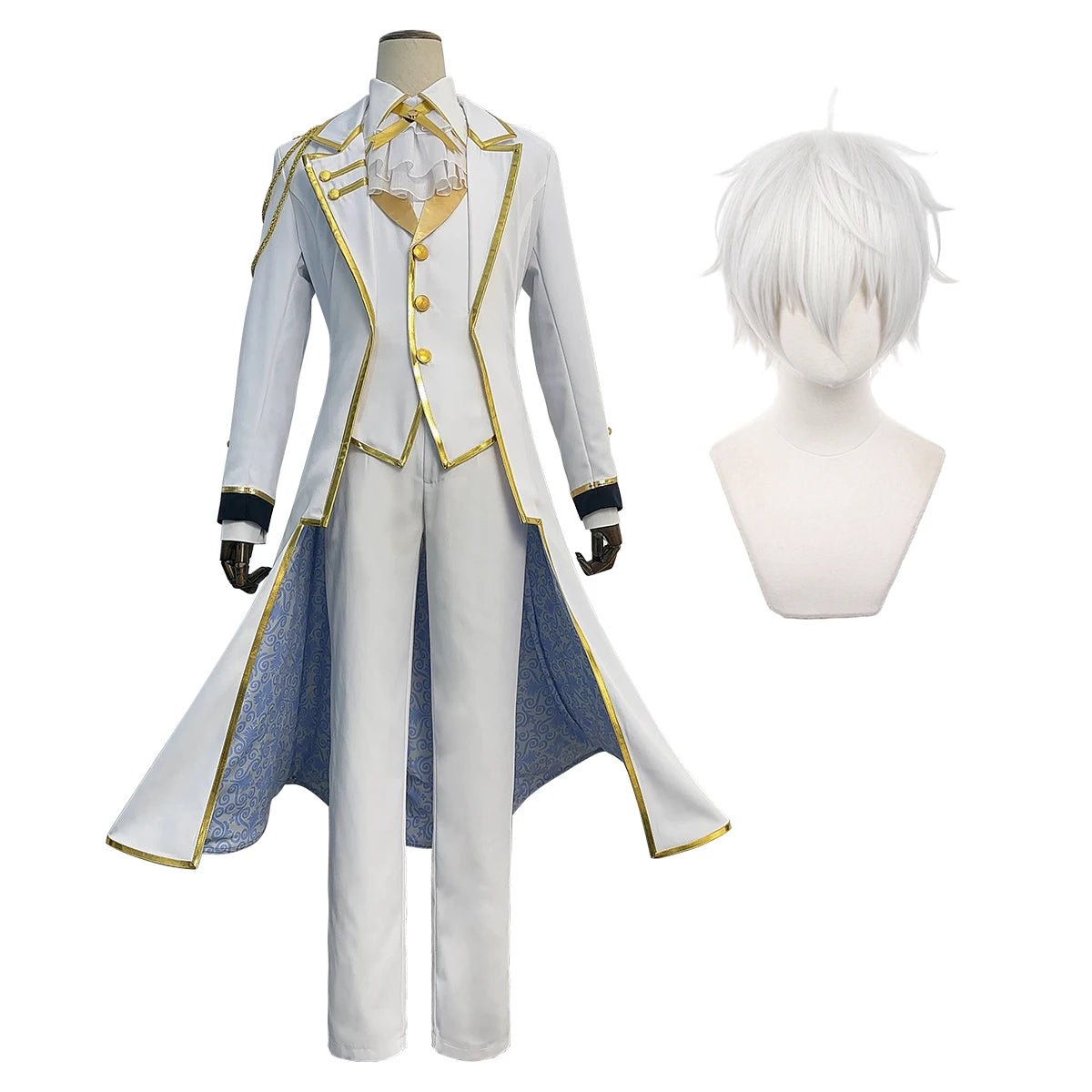 Costume Cosplay NAGI de Blue Lock - Série Anges et Démons - Perruque, Uniforme Blanc