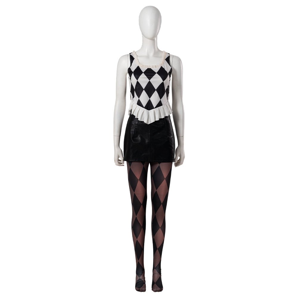 Costume Cosplay Harley Quinn Joker 2 - Manteau Rouge & Jupe en Cuir pour Femmes