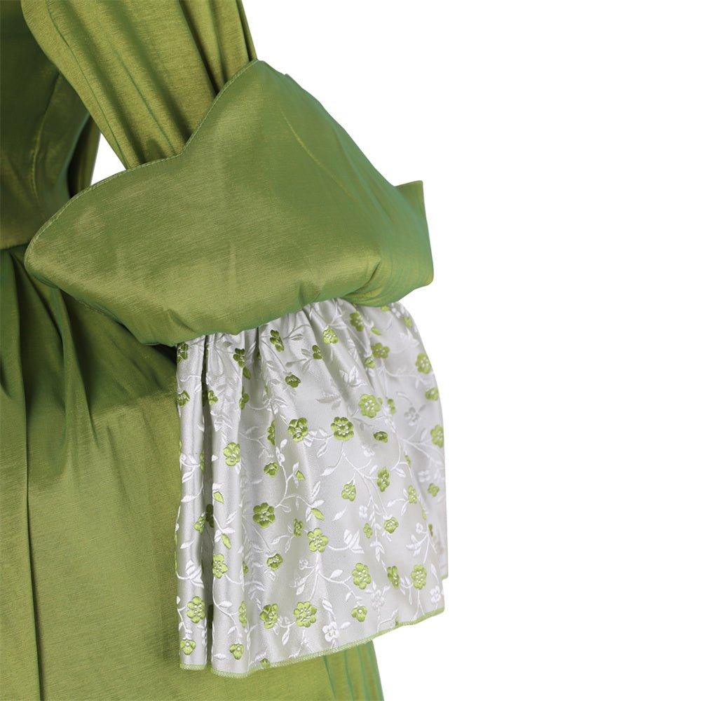 Robe Rococo Verte Pomme du 18e Siècle avec Fleur sur la Poitrine - Élégance Médiévale par L'AniMirage