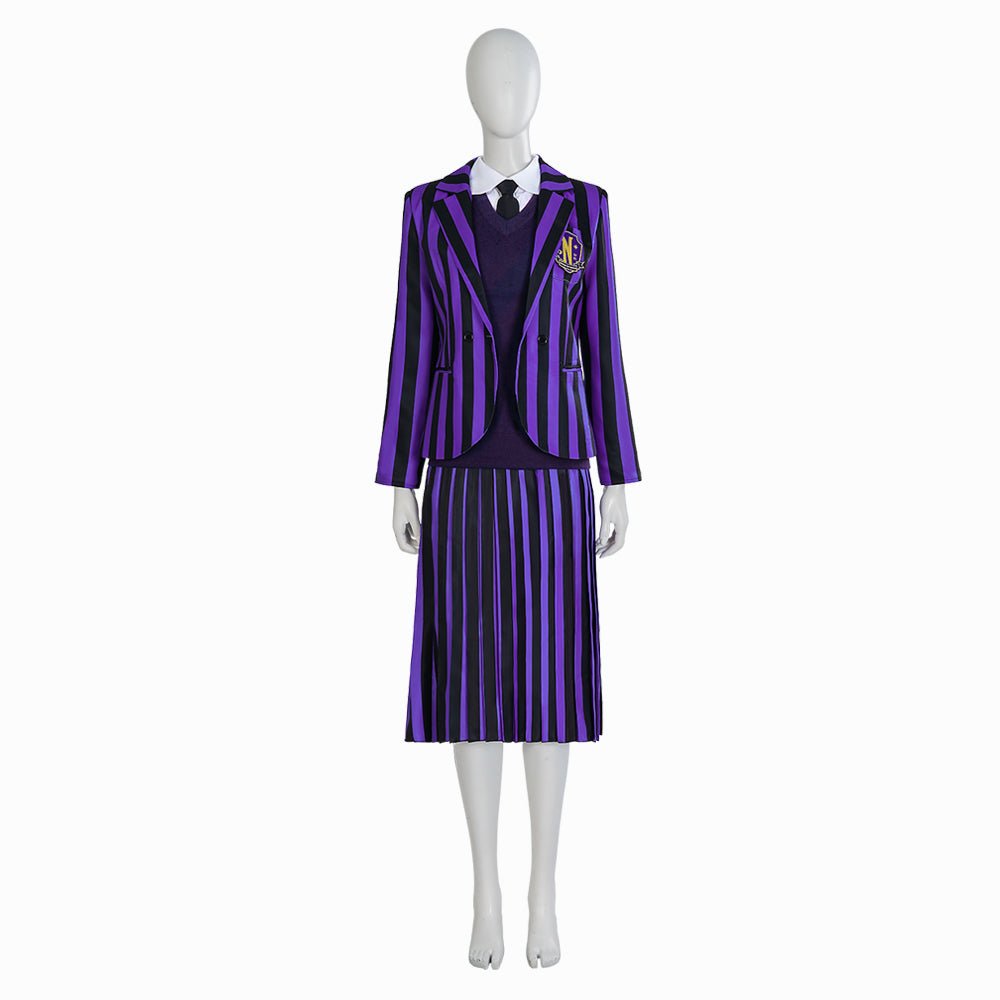 Costume Cosplay Mercredi Addams - Uniforme Scolaire Gothique pour Anime, Fête et Halloween