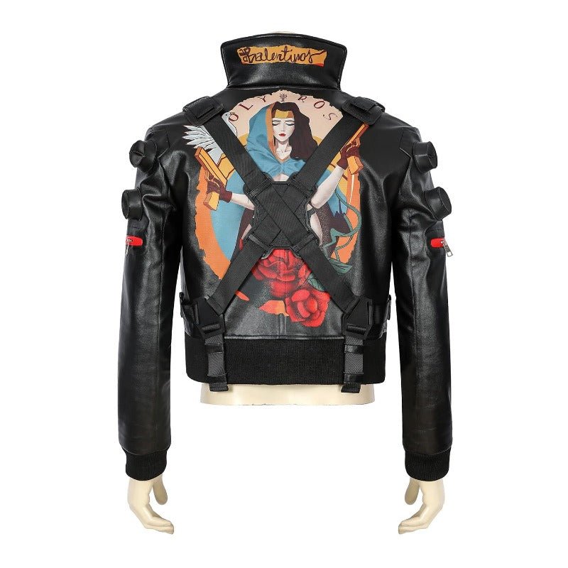 Costume Cosplay Jackie 2077 en Cuir Artificiel Combinaison Noire pour Halloween & Fêtes