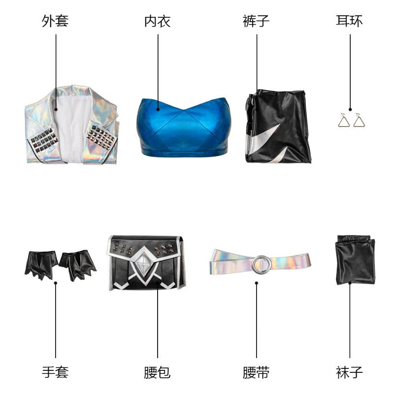 Costume Cosplay Akali KDA L'Assassin Rogue pour Halloween, Noël et Comic Con