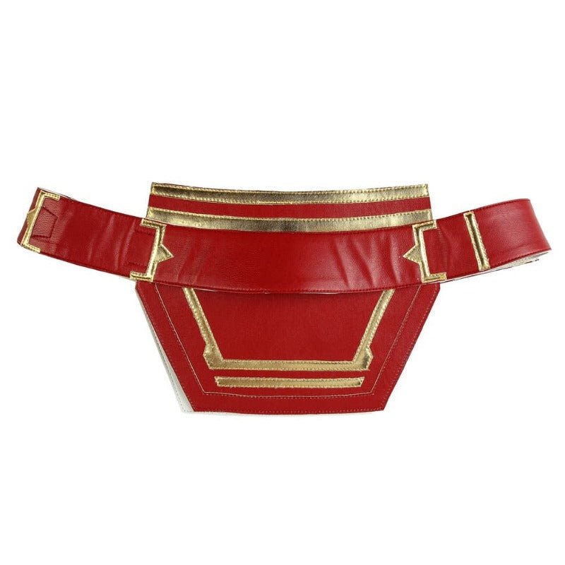 Costume Cosplay Captain Marvel Bleu Métallique Cuir PU – Parfait pour les Fans de Marvel