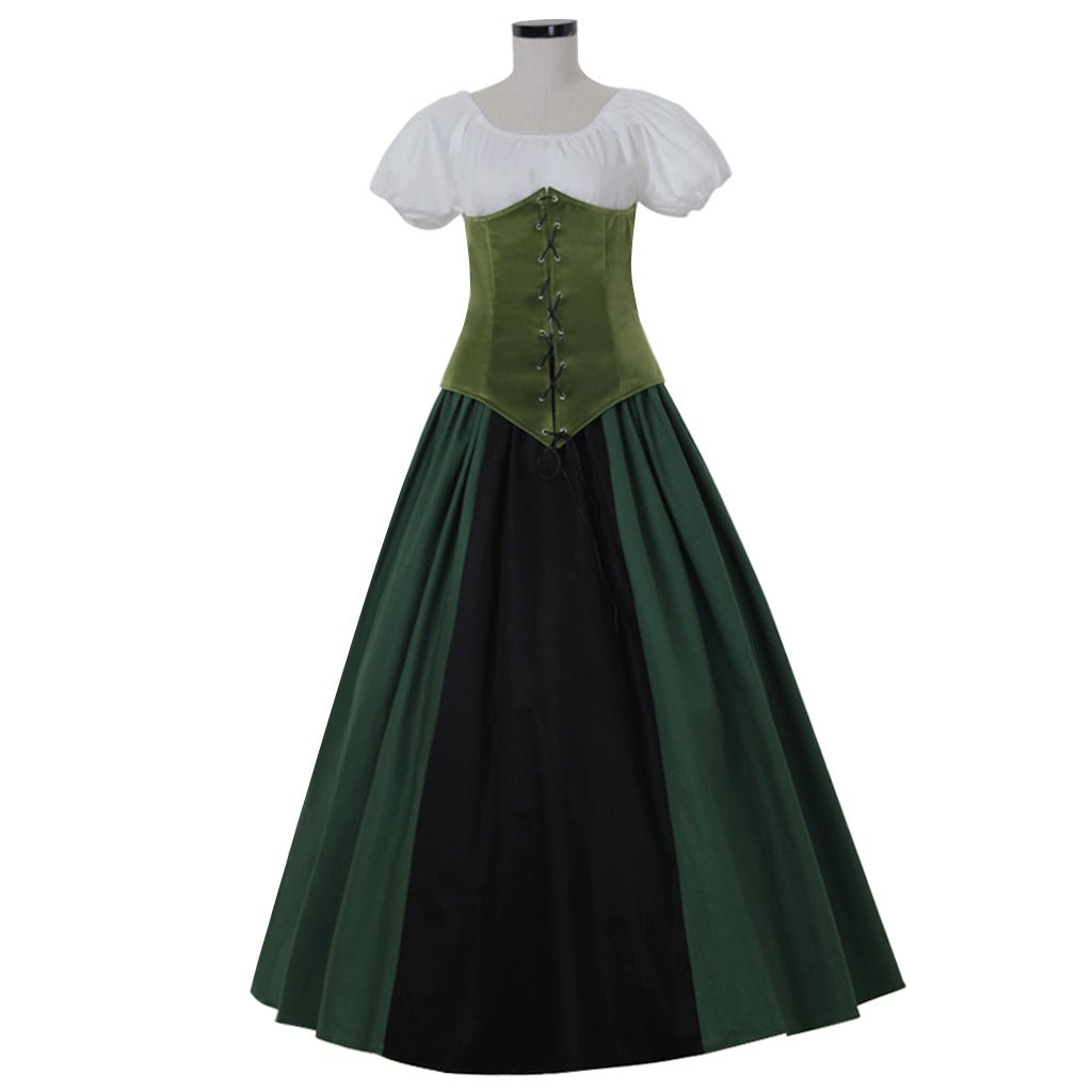 Costume Guerre Civile Robe Princesse Verte Victorienne - Robe de Bal pour Halloween et Fêtes à Thème Médiéval