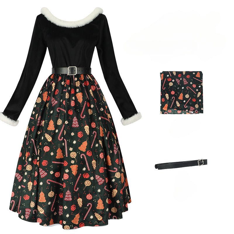 Robe Cosplay Thème Noël Imprimée pour une Ambiance Familiale