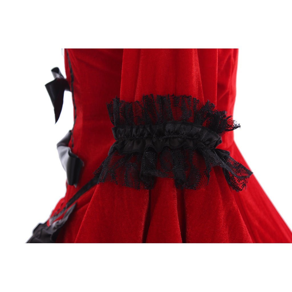 Robe Gothique Femme Imprimée Fleurs Retro Manches Cloche Encolure Carrée Jupe Volante Longue pour Automne Hiver