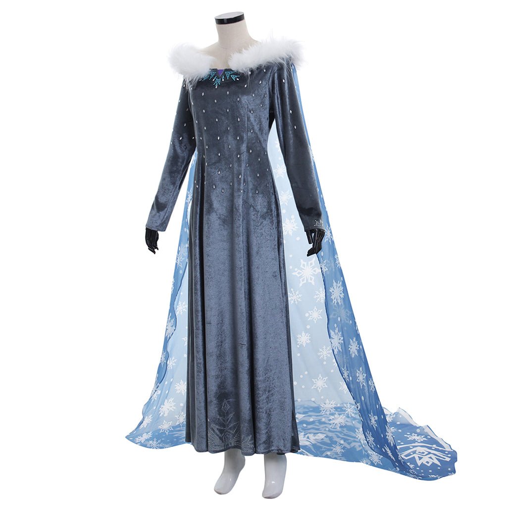Robe en Velours Elsa Reine des Neiges | Costume Cosplay Femme pour Halloween