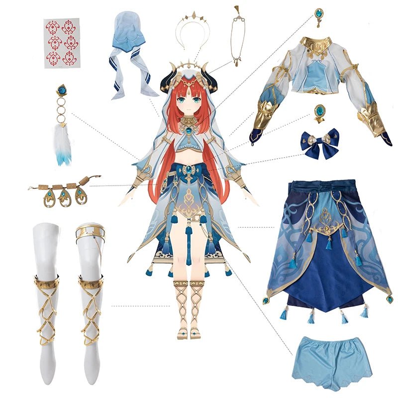 Costume Cosplay Nilou Genshin Impact pour Femme - Ensemble Complet pour Fête d'Halloween