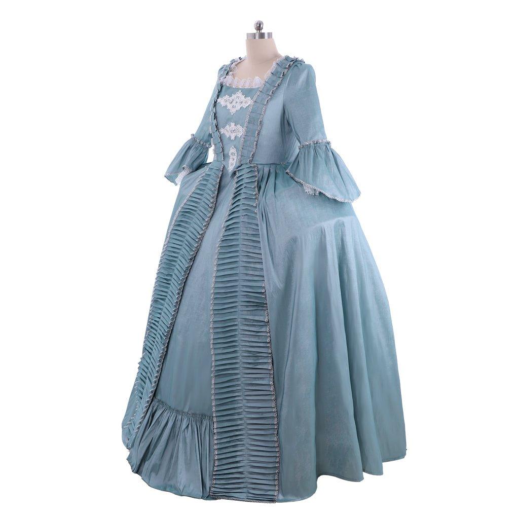 Robe Rococo Marie Antoinette du 18e siècle - Élégante robe bleue à dentelle