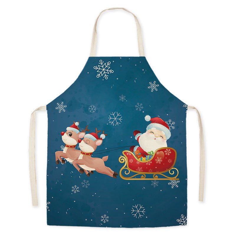 Tablier de cuisine imitation chanvre Santa Claus pour adultes, résistant aux taches et à l'huile, vêtements de travail pour hommes et femmes