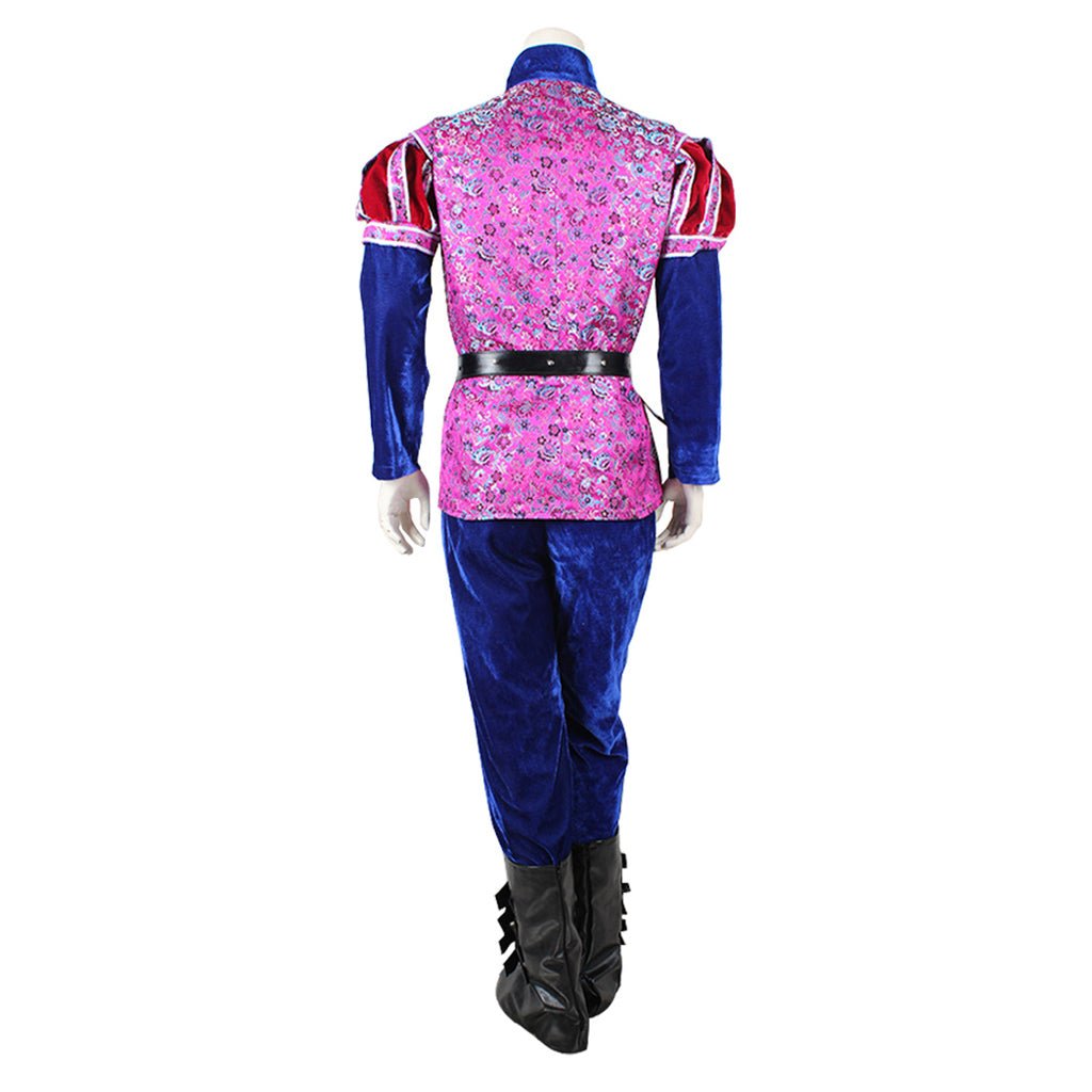 Costume de Cosplay Prince Médiéval | Ensemble Complet Velours Rouge et Bleu pour Hommes | Halloween et Fêtes