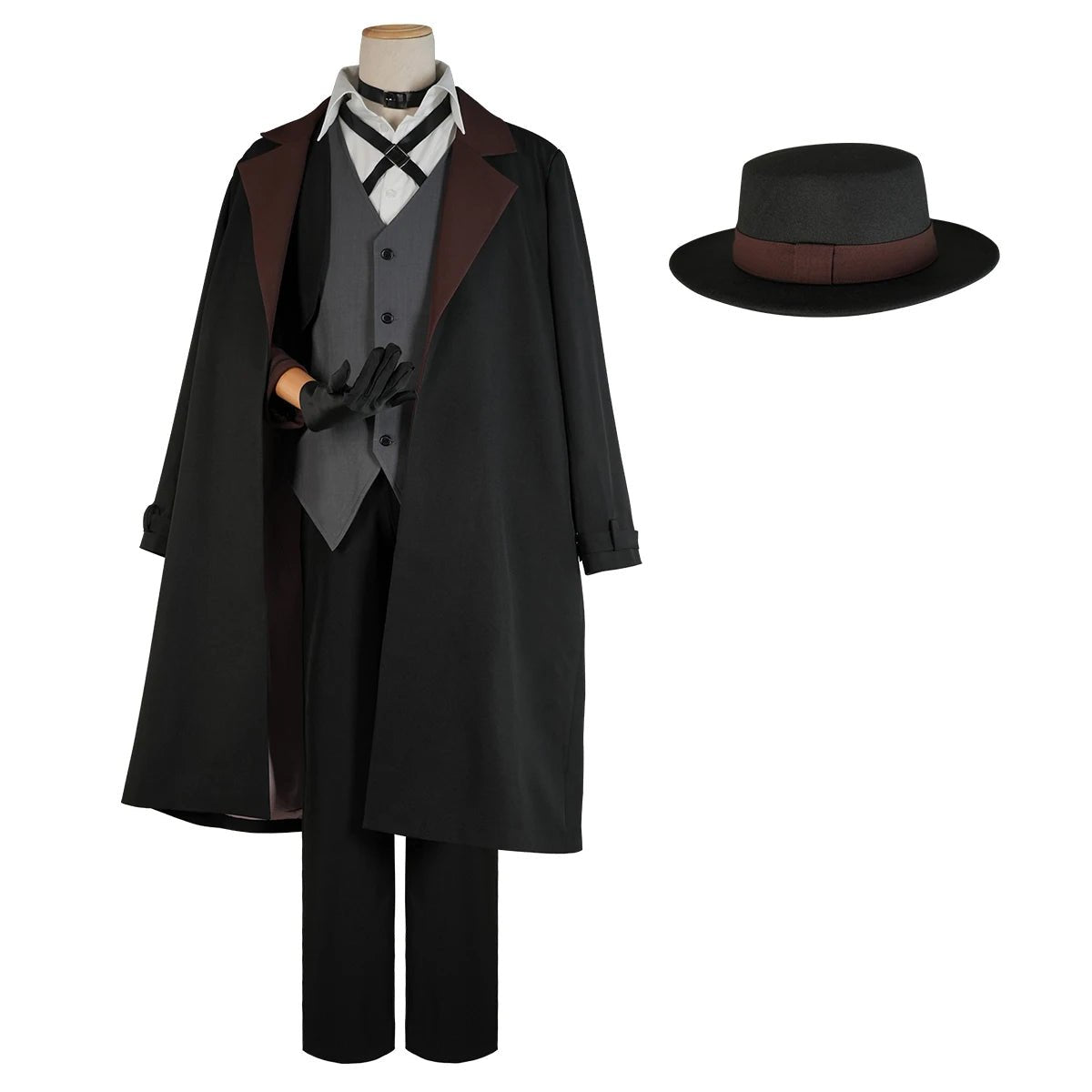Costume Cosplay Nakahara Chuuya Bungou Stray Dogs - Veste Oversize, Pantalon Élastique, Chapeau, Gants