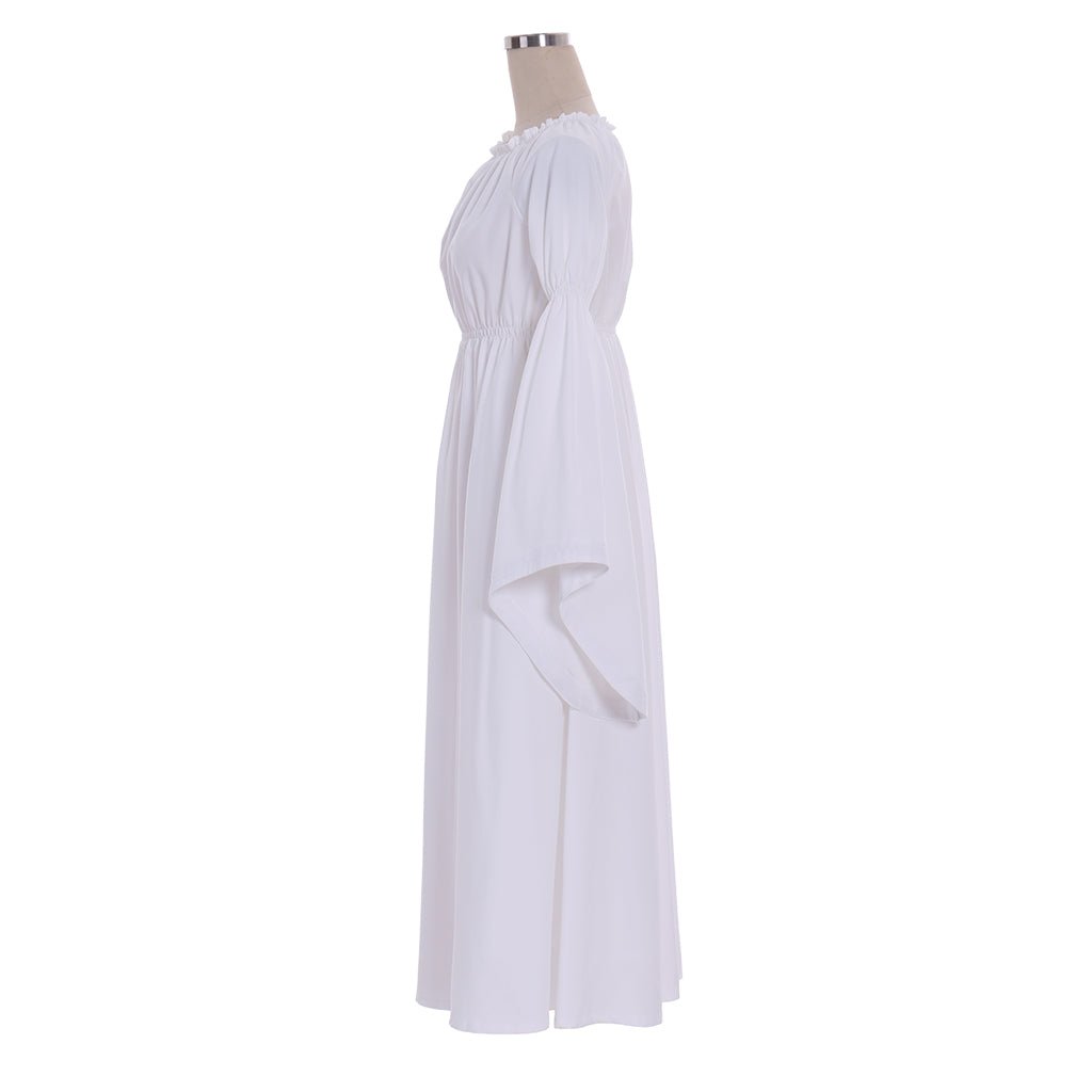 Robe de bal Régence élégante blanche | Robe de thé médiévale masquée | Robe style Dame Régence à manches longues